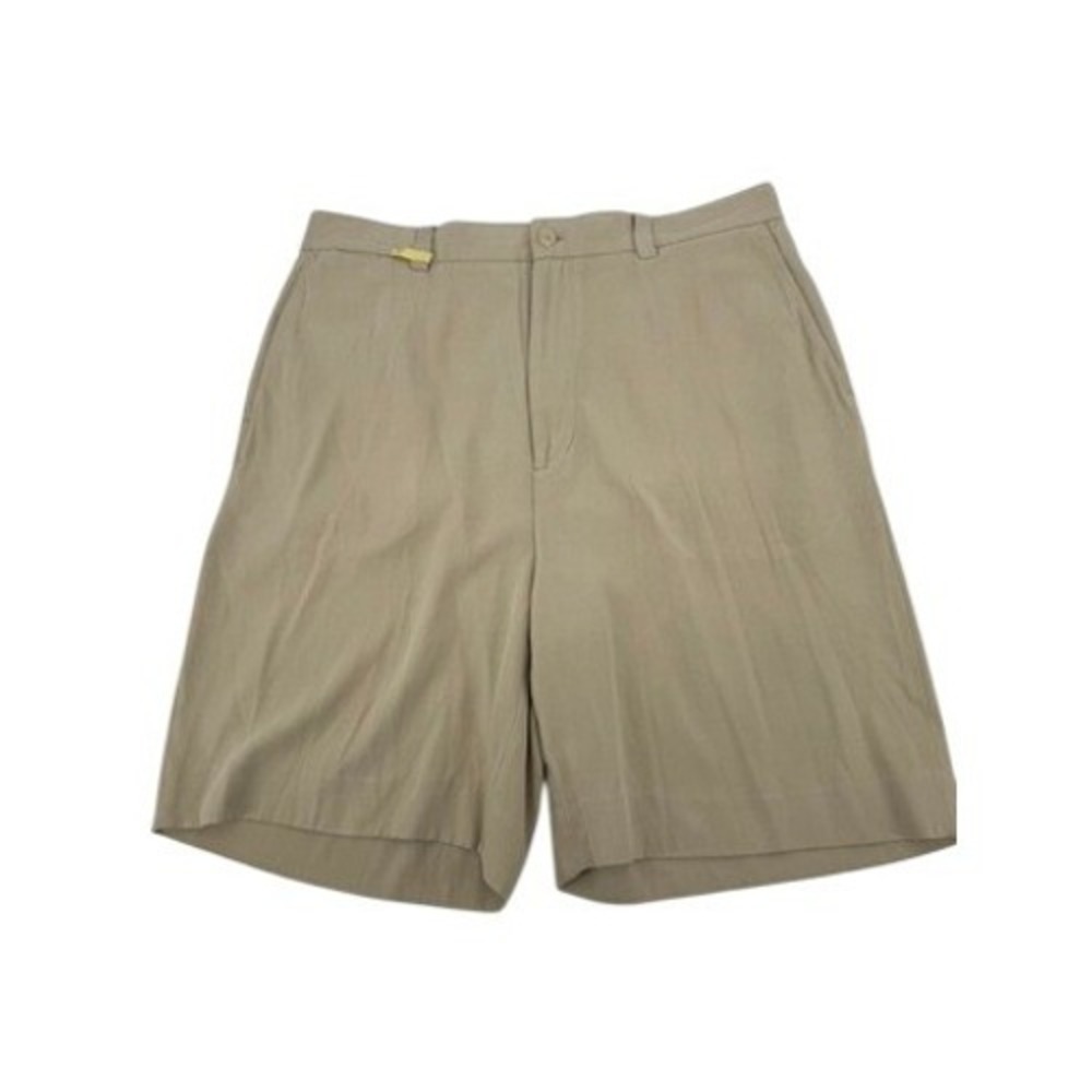 Pusser's West Indies Silk Shorts Mens 36 Khaki Flat Front Island Luxury